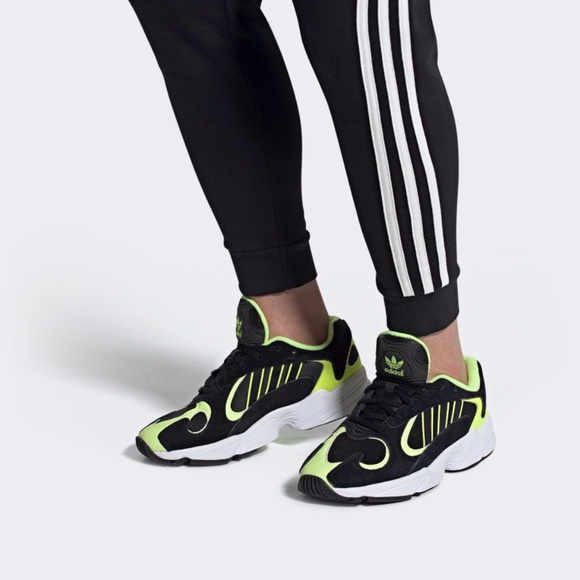 Adidas Yung 1 Black/Neon Sneakers (Youth 6.5)